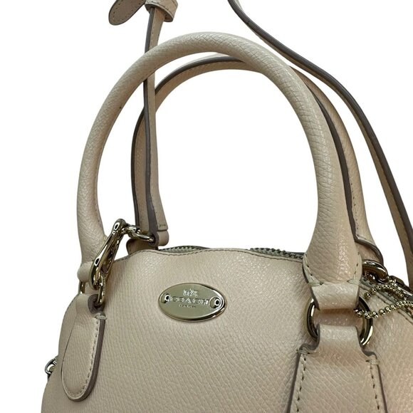 Coach Crossgrain Leather Mini Cora Crossbody Bag Satchel Bicolor Apricot Chalk - Picture 13 of 15